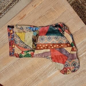 Johnny Was cupra fleece/silk embroidered Christmas stocking